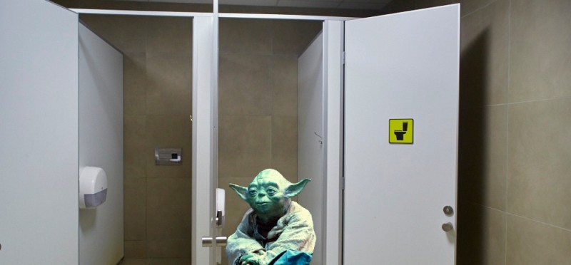 Create meme: toilet cubicle, public toilet, star wars Yoda