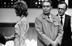 Create meme: Jill St. John and Brezhnev, Henry Kissinger, Leonid Brezhnev