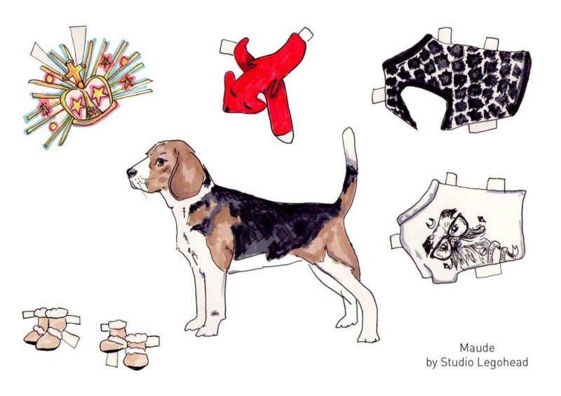 Create meme: paper dog with clothes, Beagle dog, paper doggie with clothes