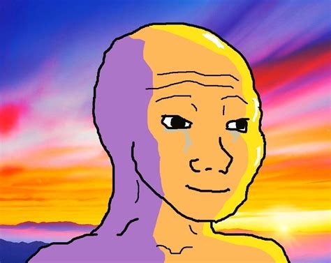 Create meme: wojak , wojak sunset, happy wojak sunset