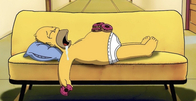 Create meme: Homer on the couch, Homer Simpson is lazy, Homer Simpson on the couch