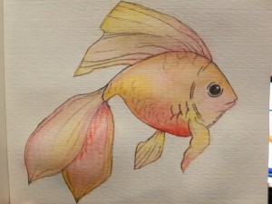 Создать мем: фото рыбки карандашом, картинка для рисования золотая рыбка, золотая рыбка рисунок красками