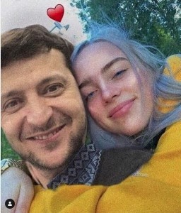 Create meme: photo Billy Iles with Zelensky, Vladimir Zelensky, billie eilish Zelensky