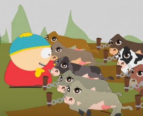 Создать мем: Cartman и телята