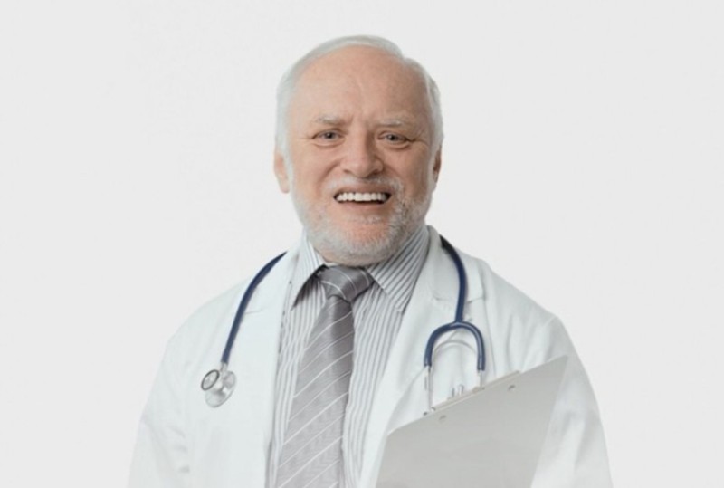 Create meme: meme doctor, Harold hide the pain, grandfather Harold 