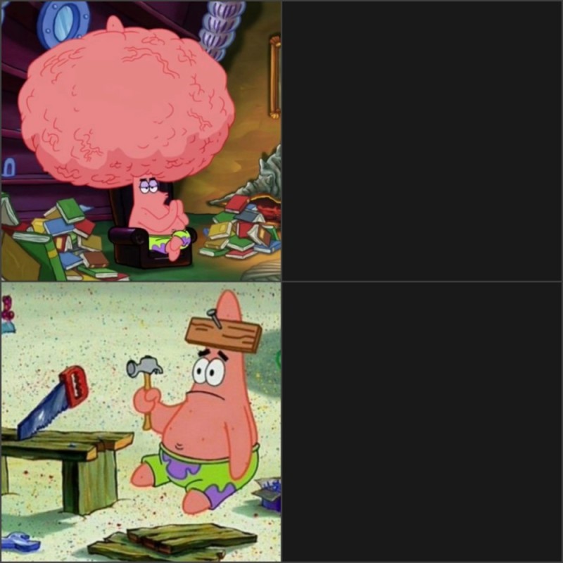 Create meme: meme brain , memes of patrick's brain, sponge Bob square pants 