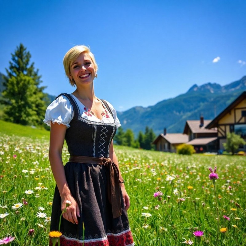 Create meme: girl , German woman, Tyrolean dirndl