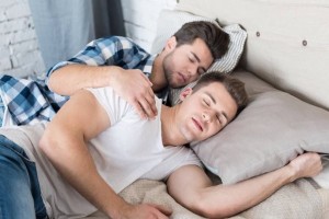 Create meme: in bed together, gay sleeping, gay couples