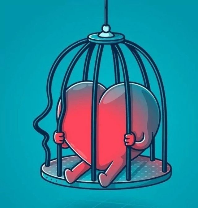 Создать мем: в клетке, heart in a cage, клетка любви