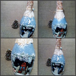 Create meme: Christmas decoupage, decoupage of new year's champagne lace, Christmas decoupage bottles of champagne for beginners