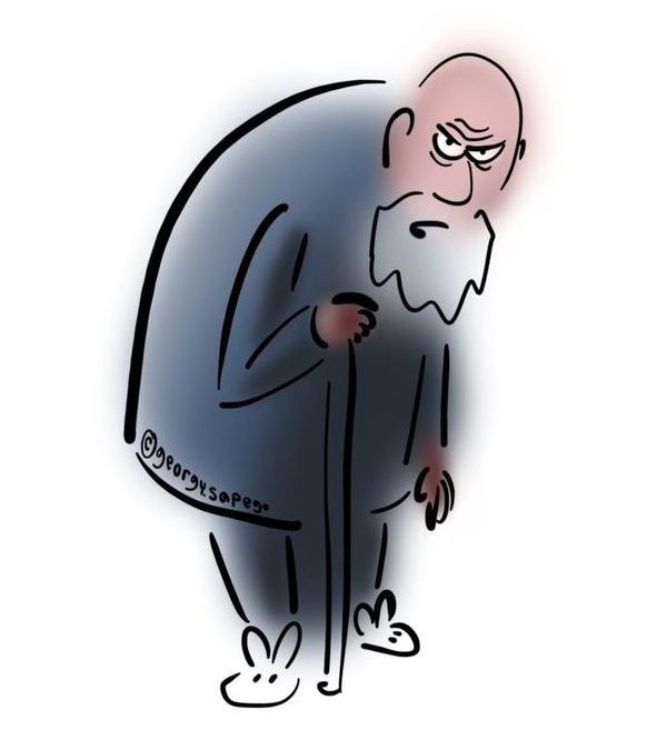 Create meme: Poverty drawing, Leo Tolstoy caricature, the old man 