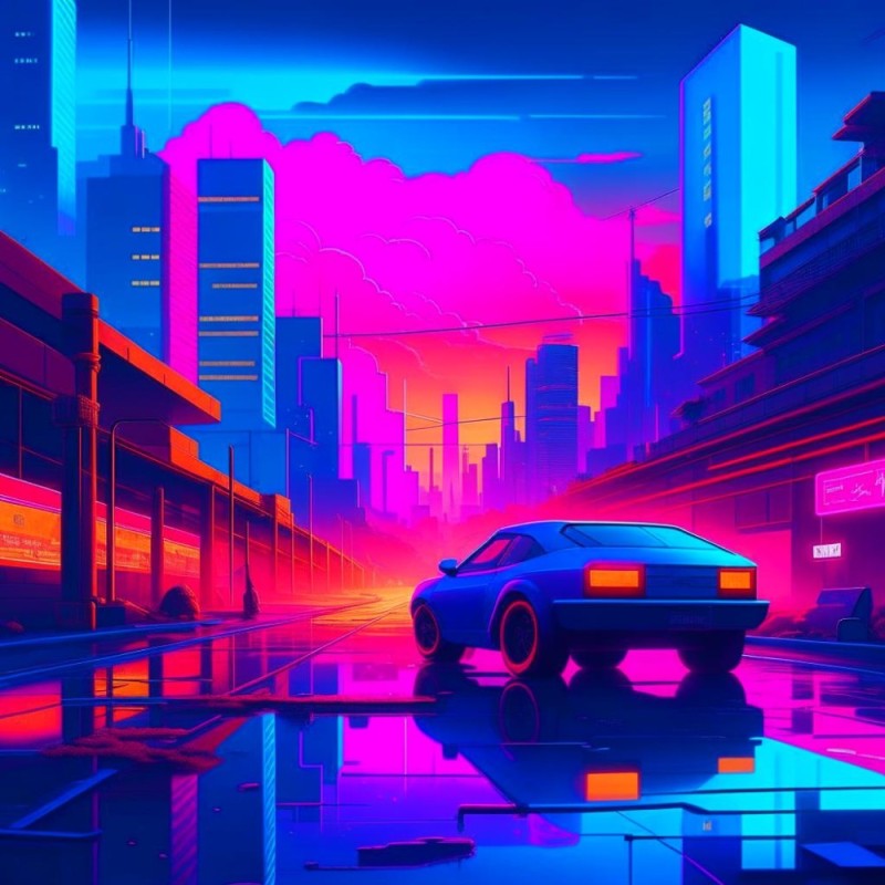 Create meme: figure , retrowave, retrowave 3d scene