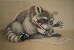 Create meme: figure enotik rukodel, raccoon figure color, raccoon colored pencils