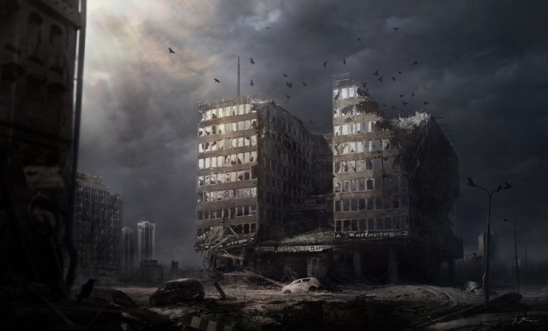 Create meme: ruined city background, The ruined city of the art apocalypse ruins, apocalypse city