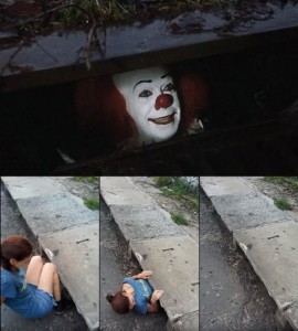 Create meme: the clown in the sewer, blurred image