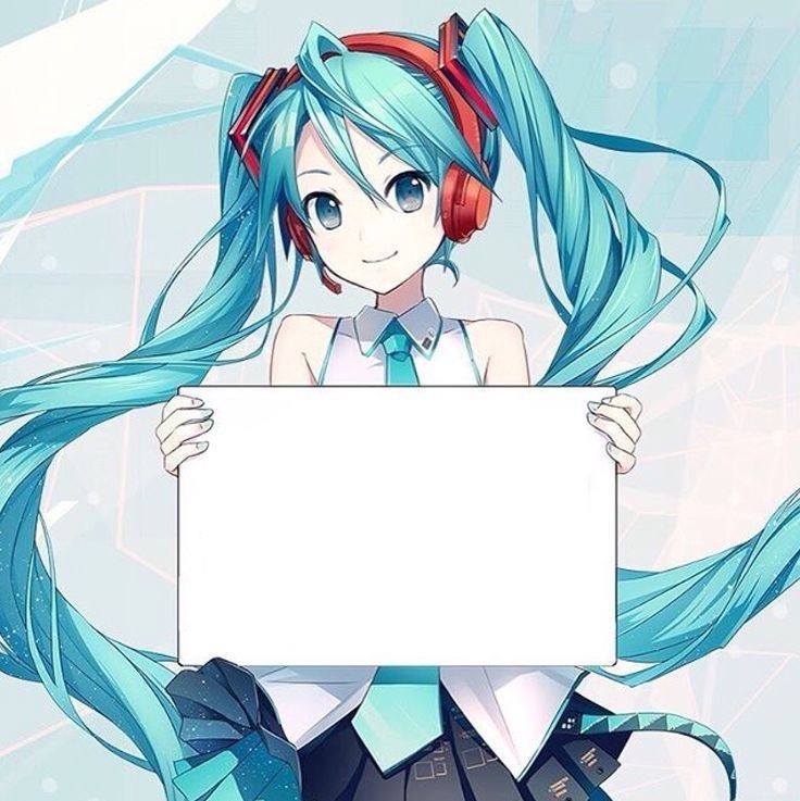 Create meme: Miku with a sign in his hands, anime Mika, anime Miku Hatsune