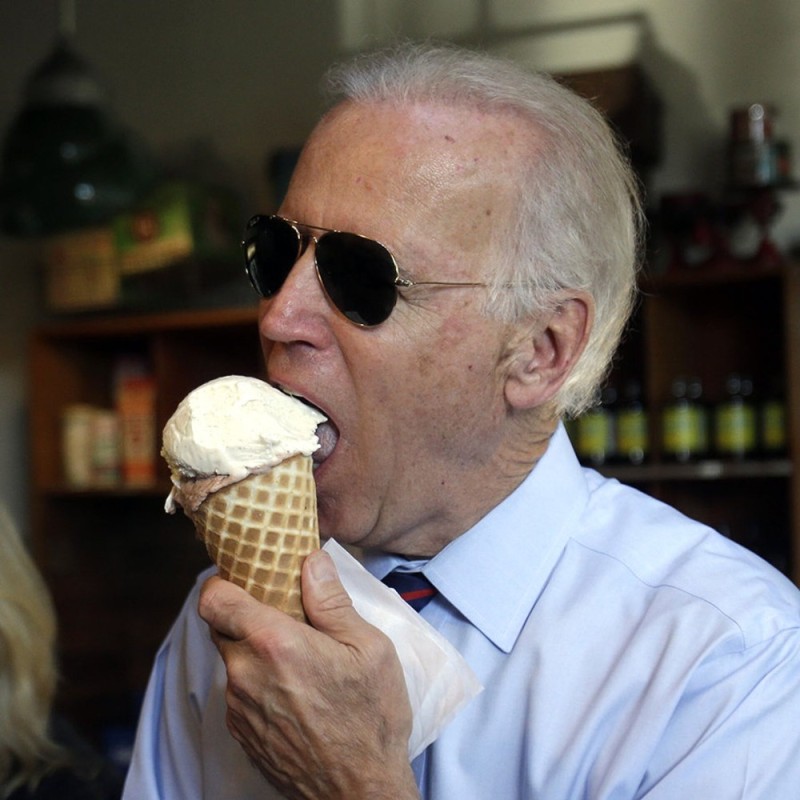 Create meme: joe biden , Biden eats ice cream, biden ice cream