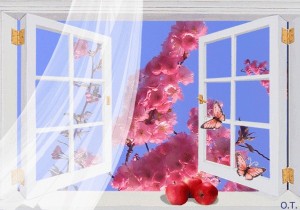 Create meme: open window, flowers, window