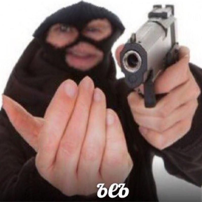 Create meme: Hey bandit, robber with a gun meme, a robber with a gun
