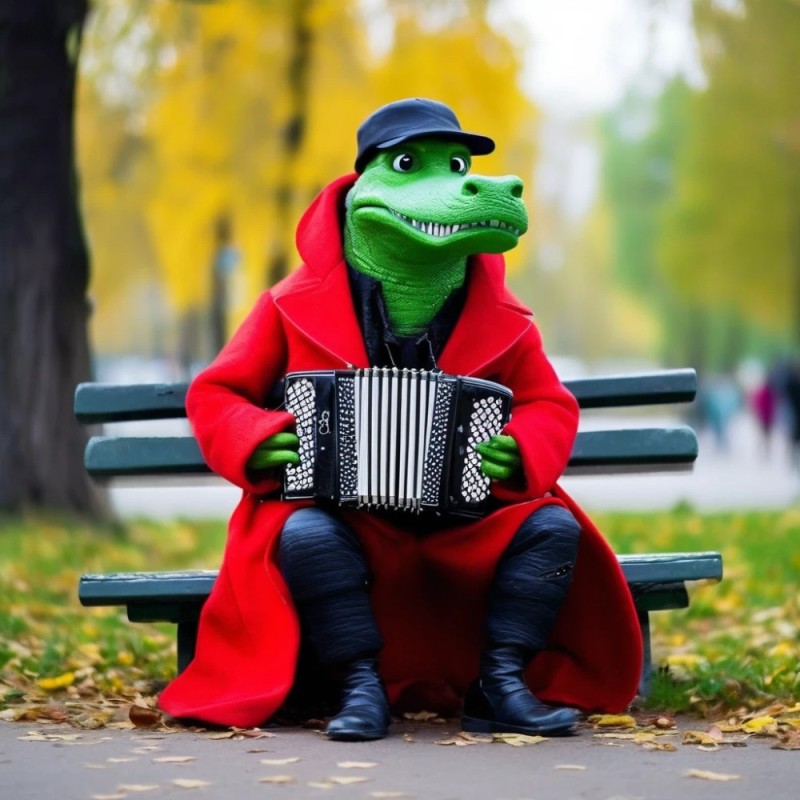 Create meme: crocodile Gena with accordion, crocodile Gena , crocodile genes