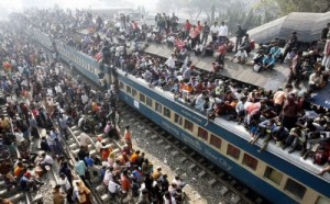 Create meme: crowded, crowd, railway