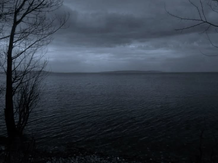 Create meme: Gloomy lake, landscape , Dark lake