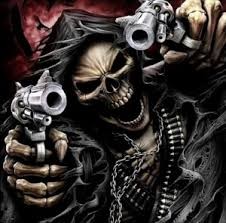 Create meme: skeleton with a gun, skeleton with a gun