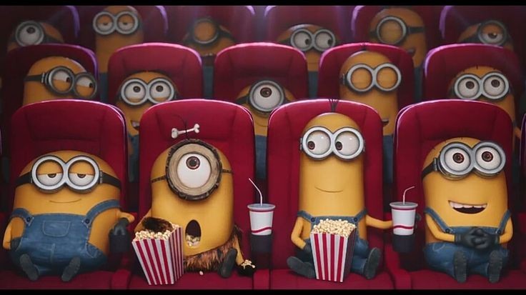 Create meme: minions in the cinema, minions cartoon 2015, cartoon minions 2015