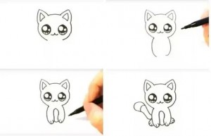 Создать мем: котята рисунки для срисовки детям, рисунки карандашом для срисовки котики, котенок для срисовки для начинающих