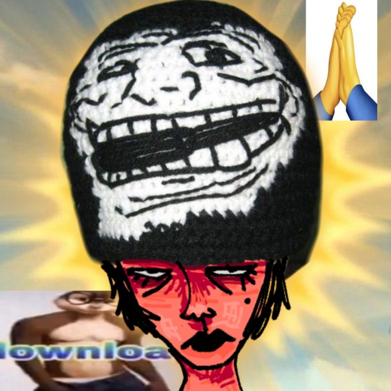 Create meme: the trollface , trollface in a helmet, evil trollface