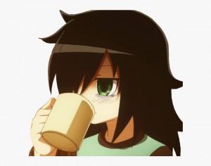 Создать мем: аниме персонажи, куроки томоко пьет чай, watamote tomoko