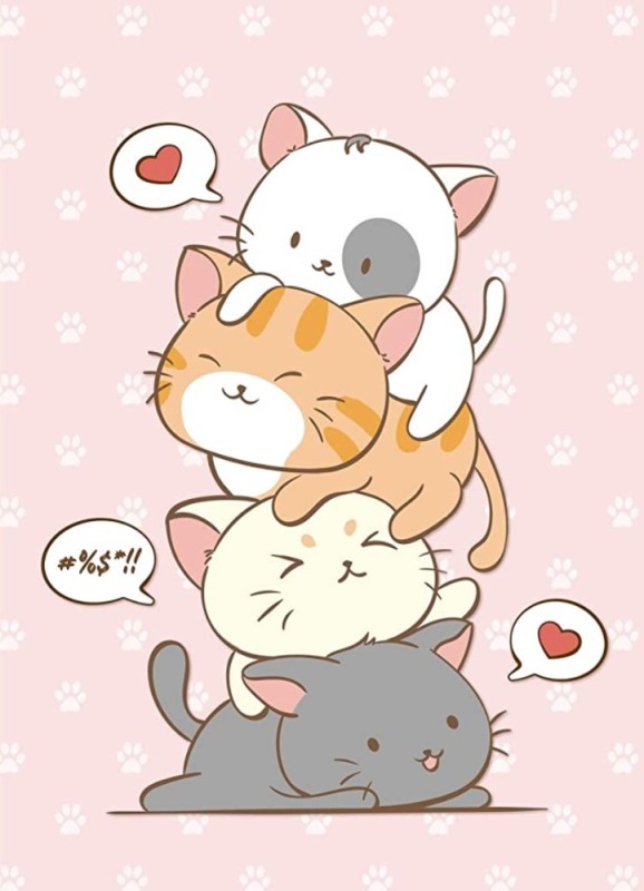 Create meme: drawings of cute cats, kawaii cat and mouse, cute cats 