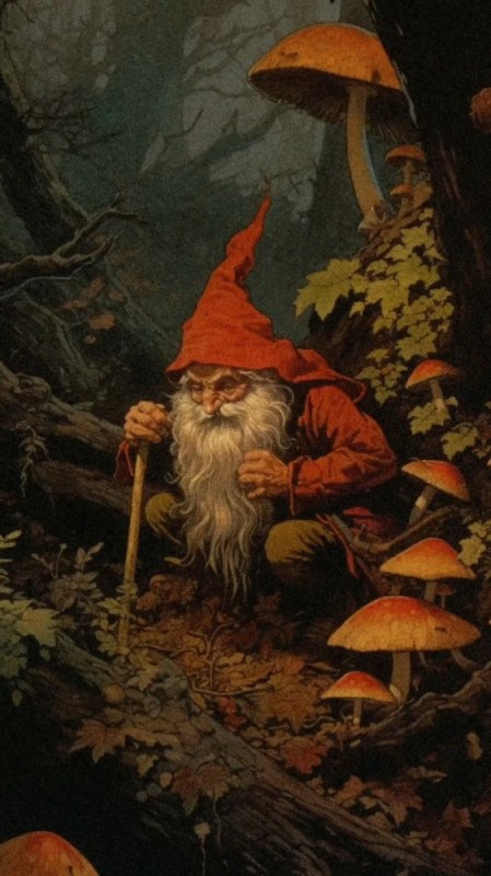 Create meme: A dwarf in the forest, The forest dwarf, little gnome