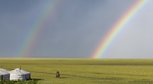 Create meme: Mongolia, nature, rainbow