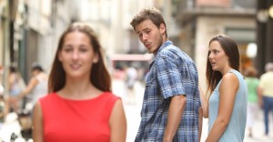 Create meme: the guy looks at the girl meme, meme the wrong guy, womanizer