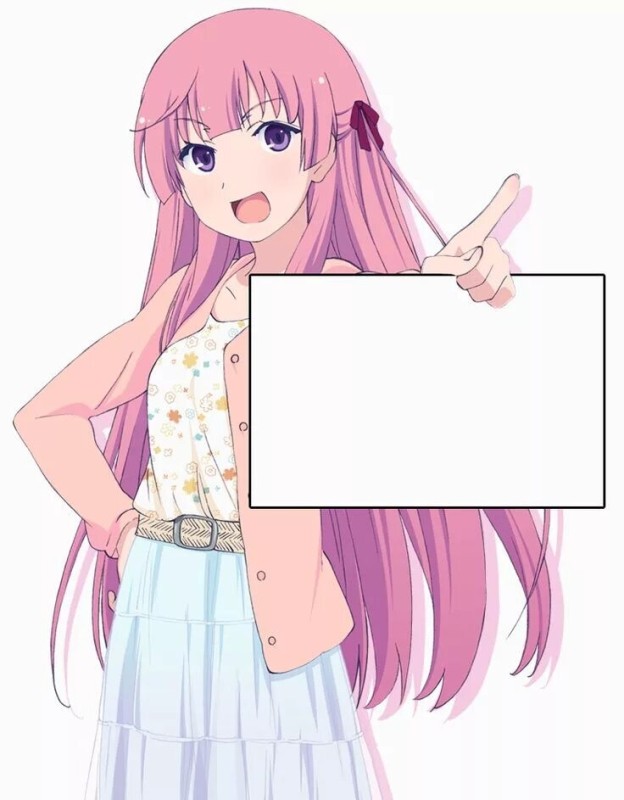 Create meme: chan with a sign, anime girls, anime characters