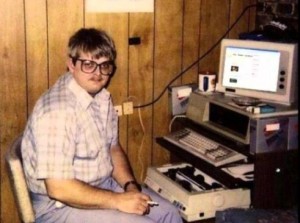 Create meme: a nerd behind a computer, computer, pros zadrot