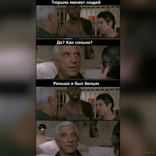 Create meme: Leslie Nielsen prison changes people, prison changes people, I used to be white, prison changes people