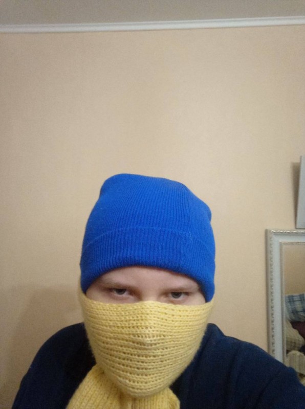 Create meme: balaclava with knitting needles, knitted hat helmet, Balaklava