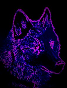Create meme: Dark image, wolf, neon wolf Wallpaper