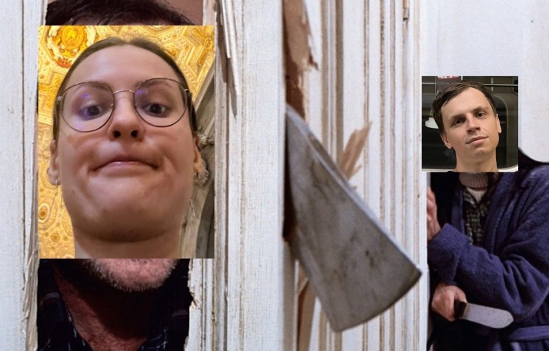 Create meme: radiance door, the shining Jack Nicholson, Jack Nicholson shining meme