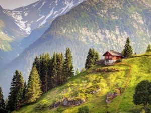 Create meme: Alps Switzerland , a house in the mountains of switzerland, alpine landscapes