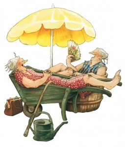 Создать мем: финская художница инге лоок "веселая старость", две веселые старушки, старушка