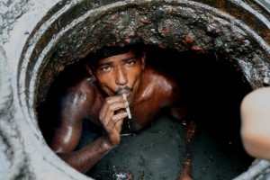 Create meme: the sewer cleaner in Bangladesh, darkness