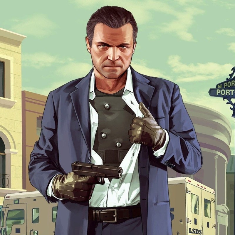 Create meme: michael from gta 5, the characters of gta 5 , grand theft auto 