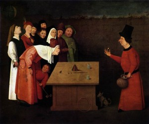 Create meme: Hieronymus Bosch the magician painting, painting the conjurer by Bosch, Hieronymus Bosch