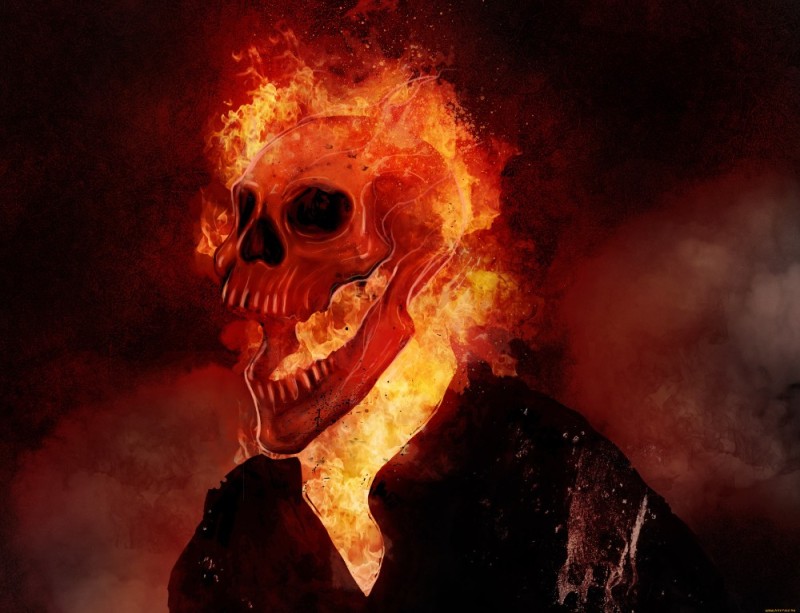 Create meme: flaming skull, skull on fire, Ghost rider spirit of vengeance