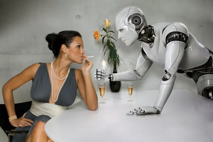 Create meme: clip with a female robot, robot man
