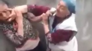 Create meme: two old ladies fight video, two old women fighting, Armenian grandmothers fight video
