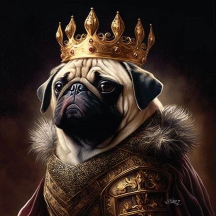 Create meme: The pug king, The royal pug, pug 